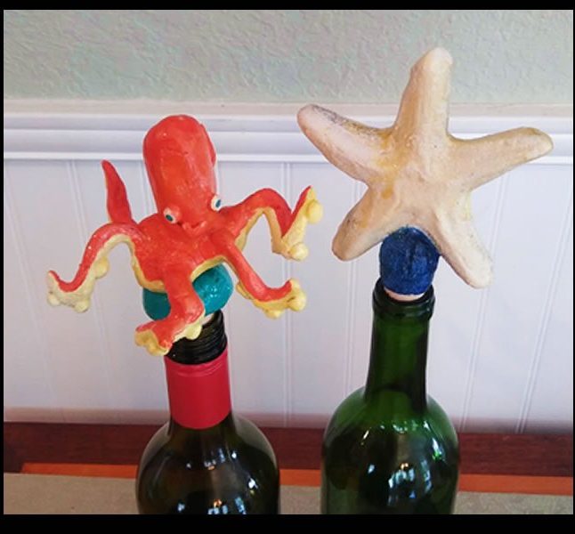Handmade Octopus & starfish wine